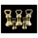 5 PC ANTIQUE ENGLISH BRASS BELL WEIGHTS