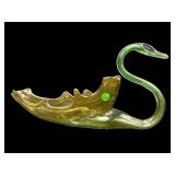 LARGE VINTAGE MCM HAND BLOWN ART GLASS SWAN
