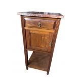 OAK MARBLE TOP HALF COMMODE