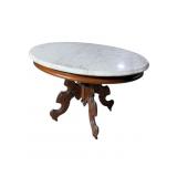 WALNUT VICTORIAN MARBLE TOP COFFEE TABLE