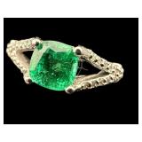 14K EMERALD AND DIAMOND RING