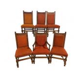 6 CARVED OAK HIGHBACK CHAIRS