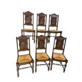 6 19TH CENTURY OAK CAMEO BACK CARVED CHAIRS