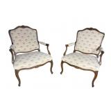 2 FRENCH OPEN ARM WALNUT CHAIRS