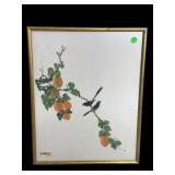 ORIENTAL BIRD PAINTING ON SILK
