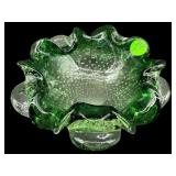 MURANO STYLE CONTROLLED BUBBLE ART GLASS ASHTRAY