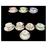 ASSORTED LOT OF 8 PORCELAIN CUPS AND SAUCERS