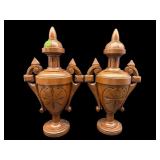 MONUMENTAL WALNUT VICTORIAN BED FINIALS