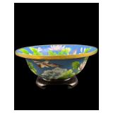 LARGE CHINESE CLOISONNE PUNCH BOWL ON STAND