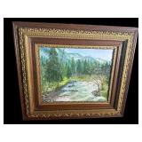 ornate gold and oak framed painting