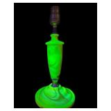 RARE 1920S HOUZE ELECTRIC SLAG VASELINE LAMP