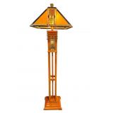 3 LIGHT ARTS & CRAFTS STYLE LEADED GLASS FLOOR