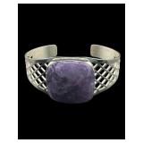 DESIGNER JAY KING STERLING CHAROITE CUFF BRACELET