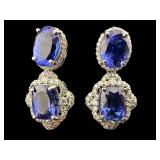 PR OF PLATINUM TANZANITE AND DIAMOND DANGLE