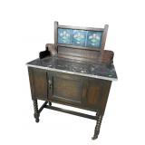 SLATE TOP OAK TILE BACK WASHSTAND