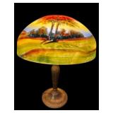 ANTIQUE REVERSE PAINTED LAMP