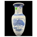 BLUE AND WHITE ORIENTAL PORCELAIN VASE