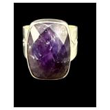 DESIGNER JAY KING STERLING NATURAL AMETHYST RING;
