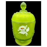 VINTAGE WESTMORELAND GREEN SATIN FLORAL COVERED