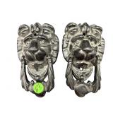 PR OF METAL LION DOOR KNOCKERS
