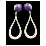 DESIGNER JAY KING STERLING LAPIS DANGLE EARRINGS;