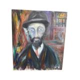 ABSTRACT JEWISH MALE PORTRAIT OIL ON CANVAS