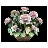 CAPODIMONTE BISQUE FLOWER BASKET
