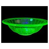 GREEN URANIUM GLASS SERVING BOWL