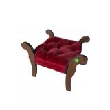MAHOGANY BUTTON AND TUFTED SMALL STOOL