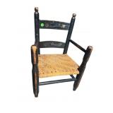 19TH CENTURY CHILDS DECORATED LADDERBACK ARM CHAIR