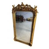 LARGE GOLD CHERUB ORNATE BEVELLED MIRROR