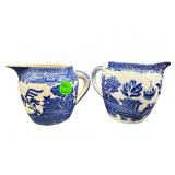 2 ALLERTONS ENGLAND BLUE WILLOW CREAMERS