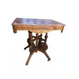 EXCEPTIONAL WALNUT VICTORIAN CARVED MARBLE TOP