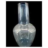 HAND BLOWN BLUE ETCHED TUMBLE UP WATER SET
