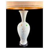 LARGE JAPANESE STYLE PAINTED CHERRY BLOSSOMS LAMP