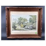 CURRIER & IVES PRINT WALNUT CARVED FRAMES