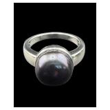 DESIGNER IPS STERLING BLACK PEARL RING