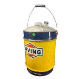 ANTIQUE IRVING OIL GAS STATION 5 GALLON CAN WITH