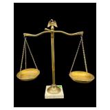 PR OF BRASS AND MARBLE SCALES WITH EAGLE FINIAL
