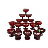 16 PCS ANCHOR HOCKING ROYAL RUBY SHORT SHERBERTS