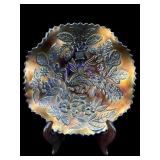 ANTIQUE NORTHWOOD PEACOCK AT THE URN BLUE