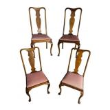 4 HIGH BACK QUEEN ANNE PUB CHAIRS
