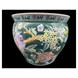 LARGE ORIENTAL PORCELAIN FLORAL FISH BOWL PLANTER