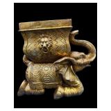 LARGE GOLD GILDED PLASTER ELEPHANT PLANTER