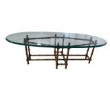FAUX BAMBOO GLASS TOP COFFEE TABLE
