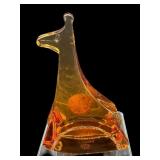 BACCARAT AMBER ROCKING GIRAFFE PAPERWEIGHT