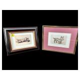 2 PC LOT OF SMALL DOG PRINTS IN FRAMES