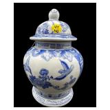 BLUE AND WHITE ORIENTAL GINGER JAR
