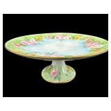 SIGNED D.MOSS PORCELAIN FLORAL CAKE PLATE