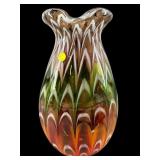 LARGE MURANO STYLE PEACOCK FEATHER J.I.P VASE
